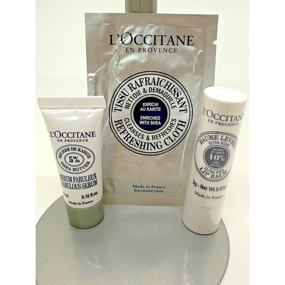 L'Occitane Ultra Rich Shea Lip Balm 10% Organic Hydrating Butter Serum, 3 Pieces